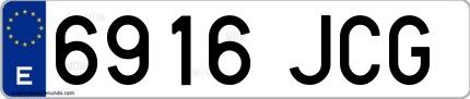 Ejemplo de matrícula española 6916 JCG