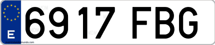 Ejemplo de matrícula de coche ordinaria 6917 FBG
