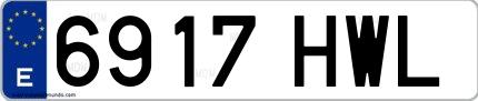 Ejemplo de matrícula española 6917 HWL