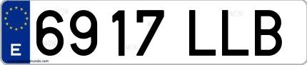 Ejemplo de matrícula española 6917 LLB