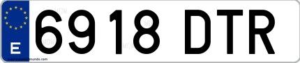 Ejemplo de matrícula española 6918 DTR