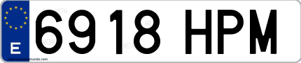 Ejemplo de matrícula de coche ordinaria 6918 HPM