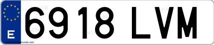 Ejemplo de matrícula española 6918 LVM