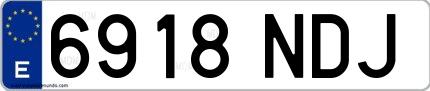 Ejemplo de matrícula española 6918 NDJ