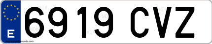 Ejemplo de matrícula de coche ordinaria 6919 CVZ