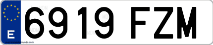 Ejemplo de matrícula de coche ordinaria 6919 FZM