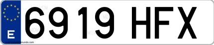 Ejemplo de matrícula española 6919 HFX
