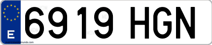 Ejemplo de matrícula de coche ordinaria 6919 HGN