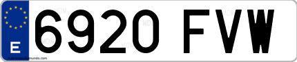 Ejemplo de matrícula de coche ordinaria 6920 FVW