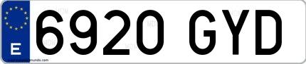 Ejemplo de matrícula española 6920 GYD