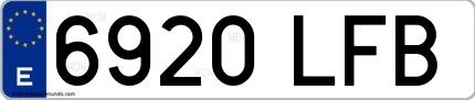 Ejemplo de matrícula española 6920 LFB