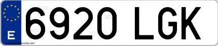 Ejemplo de matrícula española 6920 LGK