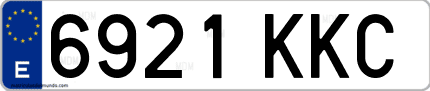 Ejemplo de matrícula de coche ordinaria 6921 KKC