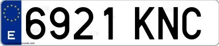 Ejemplo de matrícula española 6921 KNC