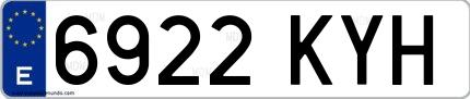 Ejemplo de matrícula española 6922 KYH