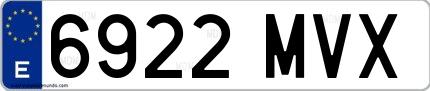 Ejemplo de matrícula española 6922 MVX