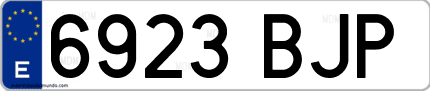 Ejemplo de matrícula de coche ordinaria 6923 BJP