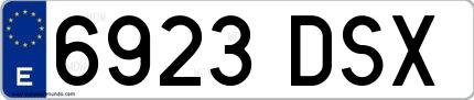 Ejemplo de matrícula española 6923 DSX