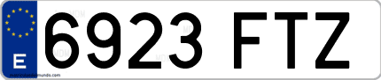 Ejemplo de matrícula de coche ordinaria 6923 FTZ