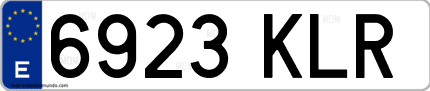 Ejemplo de matrícula de coche ordinaria 6923 KLR
