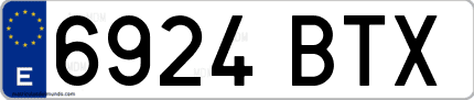 Ejemplo de matrícula de coche ordinaria 6924 BTX