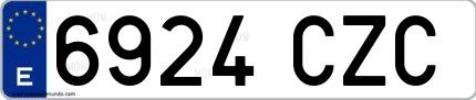 Ejemplo de matrícula española 6924 CZC
