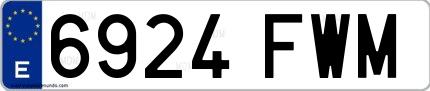 Ejemplo de matrícula española 6924 FWM