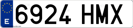 Ejemplo de matrícula de coche ordinaria 6924 HMX