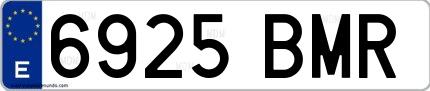 Ejemplo de matrícula española 6925 BMR