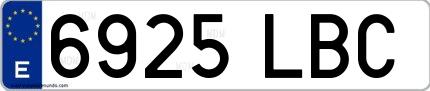 Ejemplo de matrícula española 6925 LBC