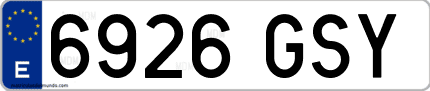 Ejemplo de matrícula de coche ordinaria 6926 GSY