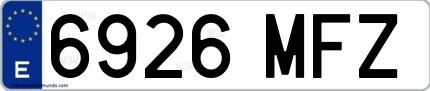 Ejemplo de matrícula española 6926 MFZ
