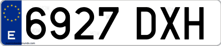 Ejemplo de matrícula de coche ordinaria 6927 DXH