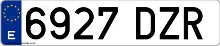 Ejemplo de matrícula española 6927 DZR
