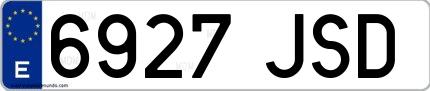 Ejemplo de matrícula española 6927 JSD