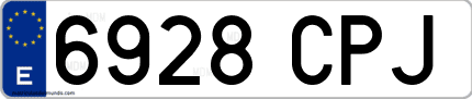 Ejemplo de matrícula de coche ordinaria 6928 CPJ