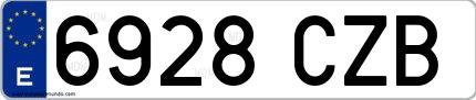 Ejemplo de matrícula española 6928 CZB