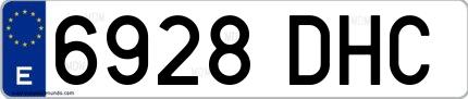 Ejemplo de matrícula española 6928 DHC