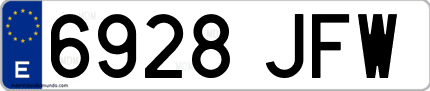 Ejemplo de matrícula de coche ordinaria 6928 JFW