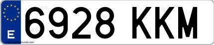 Ejemplo de matrícula española 6928 KKM