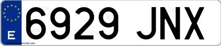 Ejemplo de matrícula española 6929 JNX