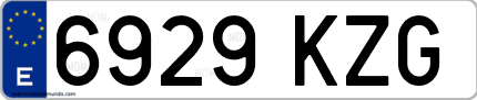 Ejemplo de matrícula de coche ordinaria 6929 KZG