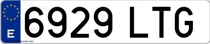 Ejemplo de matrícula española 6929 LTG