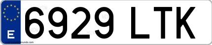 Ejemplo de matrícula de coche ordinaria 6929 LTK