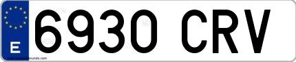 Ejemplo de matrícula española 6930 CRV