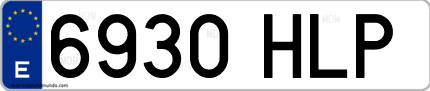 Ejemplo de matrícula de coche ordinaria 6930 HLP