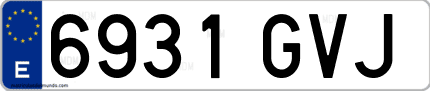 Ejemplo de matrícula de coche ordinaria 6931 GVJ