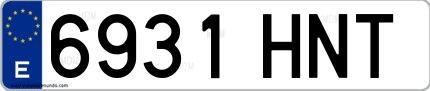 Ejemplo de matrícula española 6931 HNT
