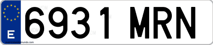 Ejemplo de matrícula de coche ordinaria 6931 MRN
