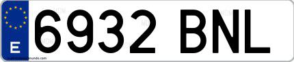 Ejemplo de matrícula española 6932 BNL
